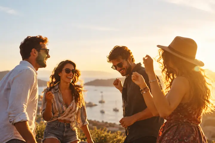 Freunde, die gemeinsam Zeit im Freien genießen