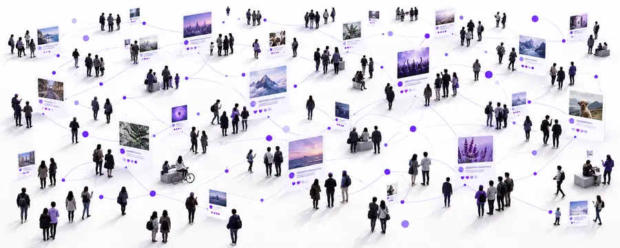 Illustration representing a broad view of public social activity